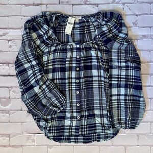 Pilcro Blue Plaid Button Down Shirt